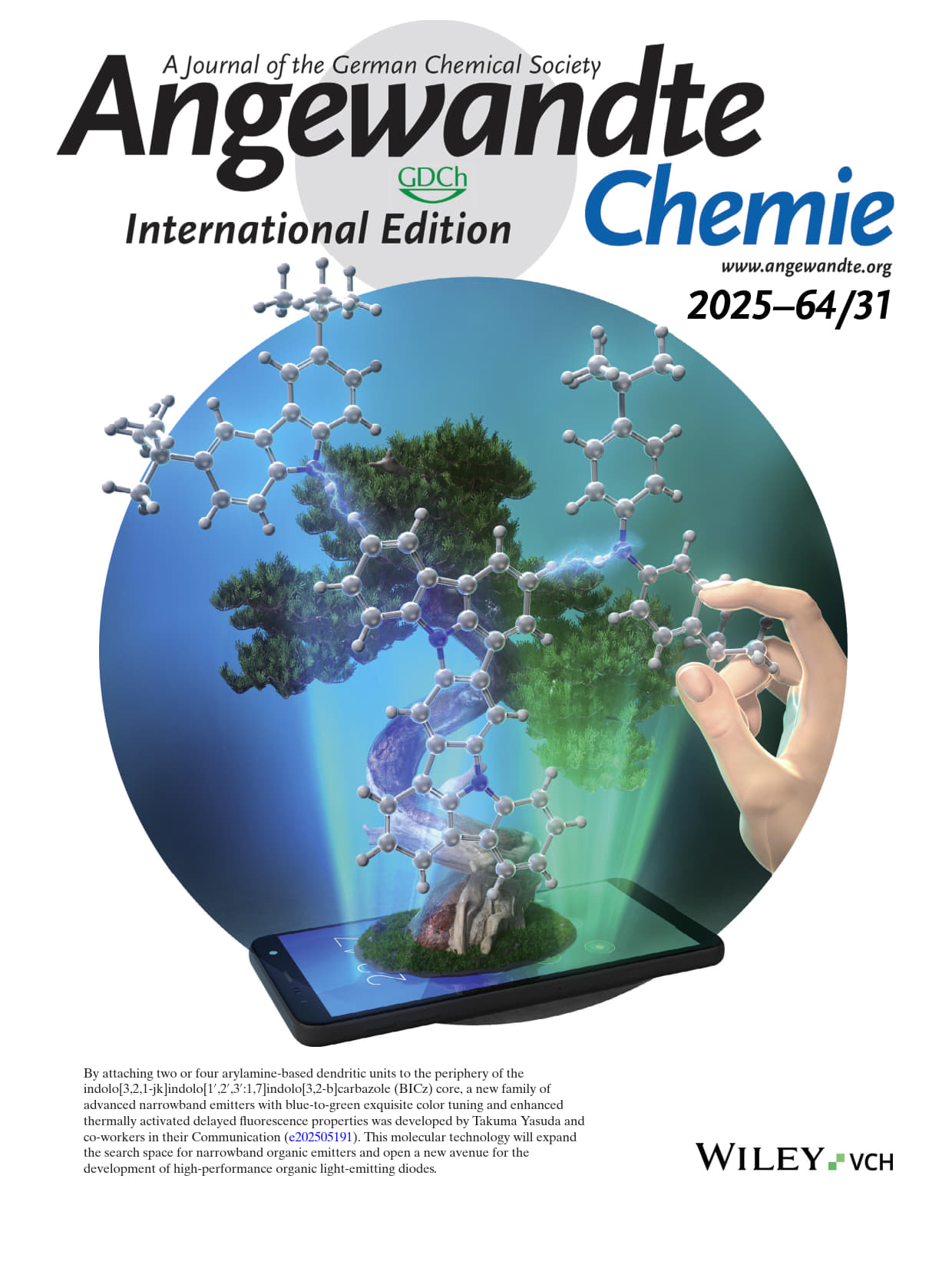 Blue-to-Green Fine-Tunable Narrowband Delayed Fluorescence in Peripherally Dendritic Modified Bis-Indolocarbazoles.